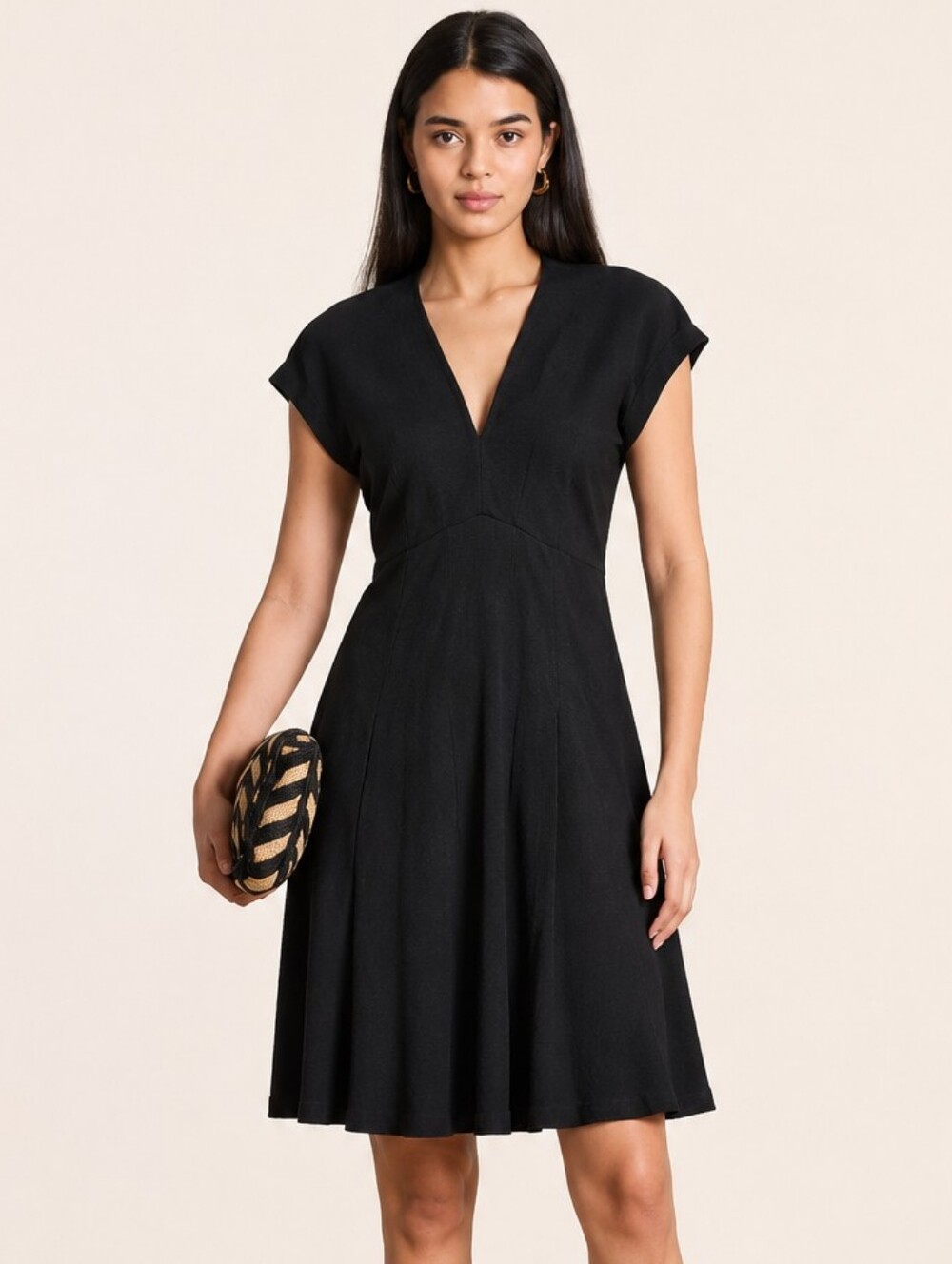 La Fée Maraboutée Black V Neck Knit Dress Size 2 Made in Italy